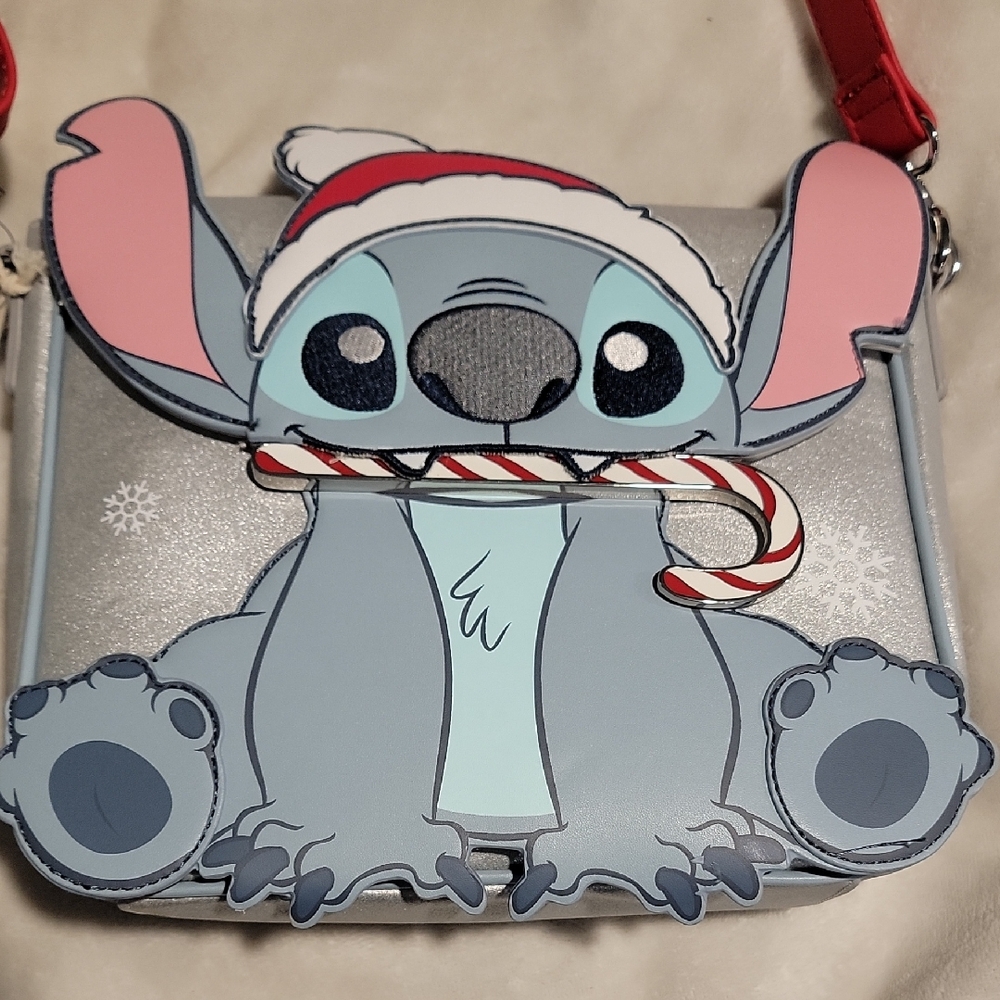 Disney Stitch Holiday Crossbody Bag - Silver and Red